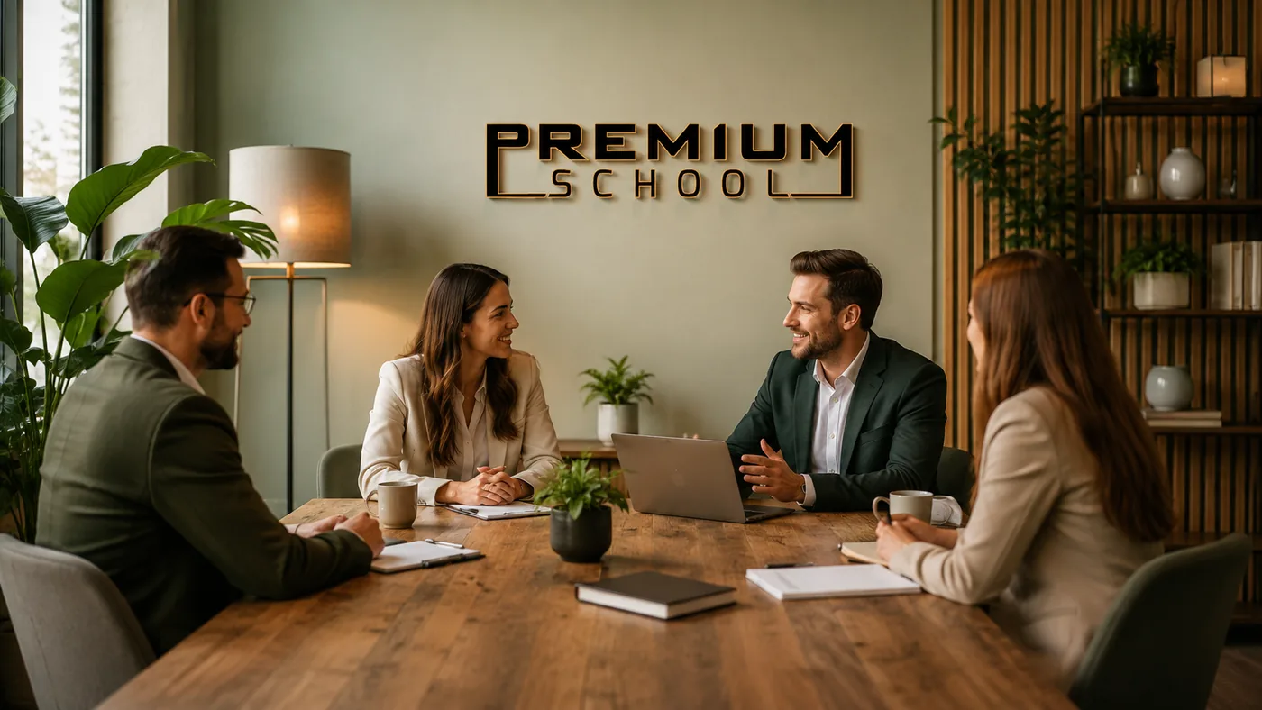 Premium School modern danışmanlık ofisi — üyelik ve uzman görüşmesi